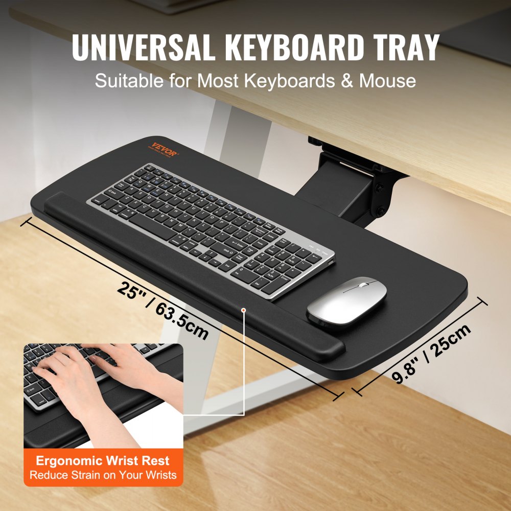 Vevor Keyboard Tray Adjustable Under Desk Slide-Out 25