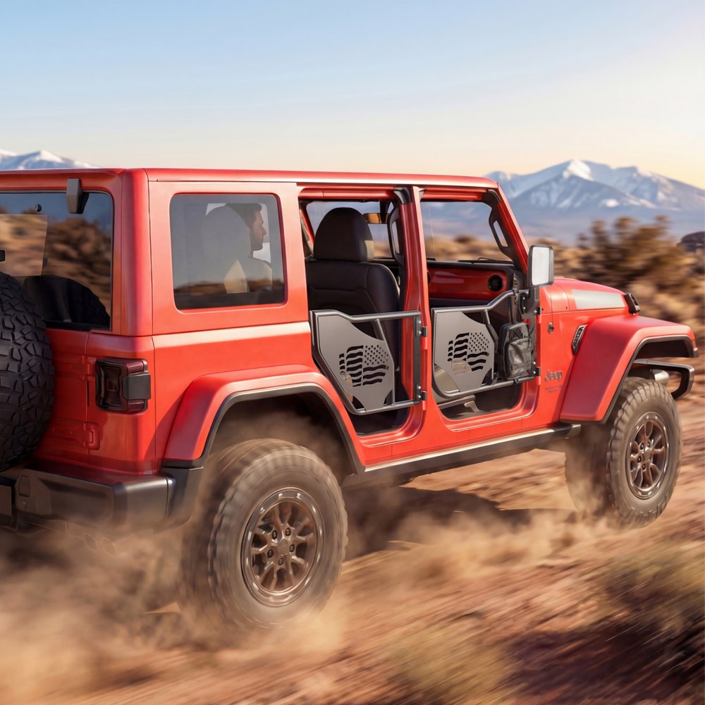 VEVOR Jeep Tube Doors, 4-Door, Compatible with 2007-2018 Jeep Wrangler JK Unlimited, Steel Off Road Front & Rear Tubular Half Doors with DOT Certified Side View Mirrors, Storage Bag and Rubber Pads