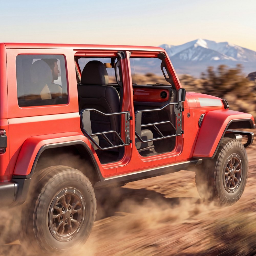 VEVOR Jeep Tube Doors, 4-Door, Compatible with 2018-2026 Jeep Wrangler JL & 2020-2026 Gladiator JT, Steel Off Road Front & Rear Tubular Half Doors with DOT Certified Side View Mirrors and Rubber Pads