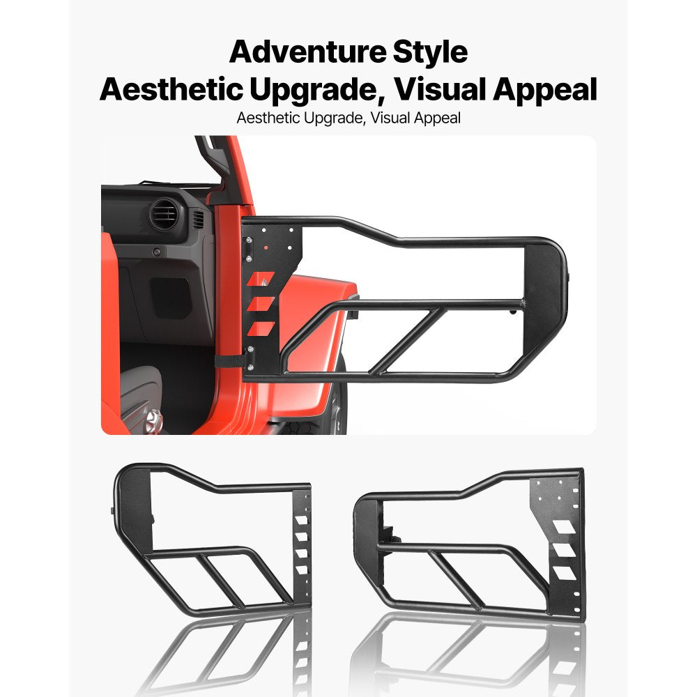 VEVOR Jeep Tube Doors, 4-Door, Compatible with 2007-2018 Jeep Wrangler JK Unlimited, Alloy Steel Off Road Front & Rear Tubular Half Doors with Storage Bag, Rubber Pads, Heavy-Duty Hinges and OE Latch