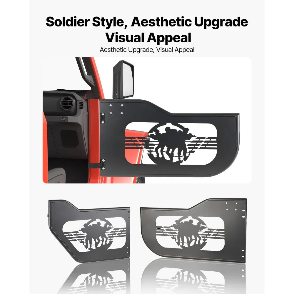 VEVOR Jeep Tube Doors, 4-Door, Fit for 2018-2026 Jeep Wrangler JL & 2020-2026 Gladiator JT, Soldier Pattern Off Road Front & Rear Tubular Half Doors with DOT Certified Side View Mirrors & Rubber Pads