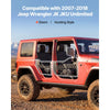 VEVOR Jeep Tube Doors, 4-Door, Compatible with 2007-2018 Jeep Wrangler JK JKU Unlimited, Steel Off Road Front & Rear Tubular Half Doors with DOT Certified Side View Mirrors, Storage Bag & Rubber Pads