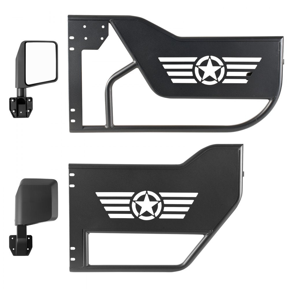 VEVOR Jeep Tube Doors, 4-Door, Compatible with 2018-2026 Jeep Wrangler JL JLU & Gladiator JT 4XE, Steel Off Road Front & Rear Tubular Half Doors with DOT Certified Side View Mirrors