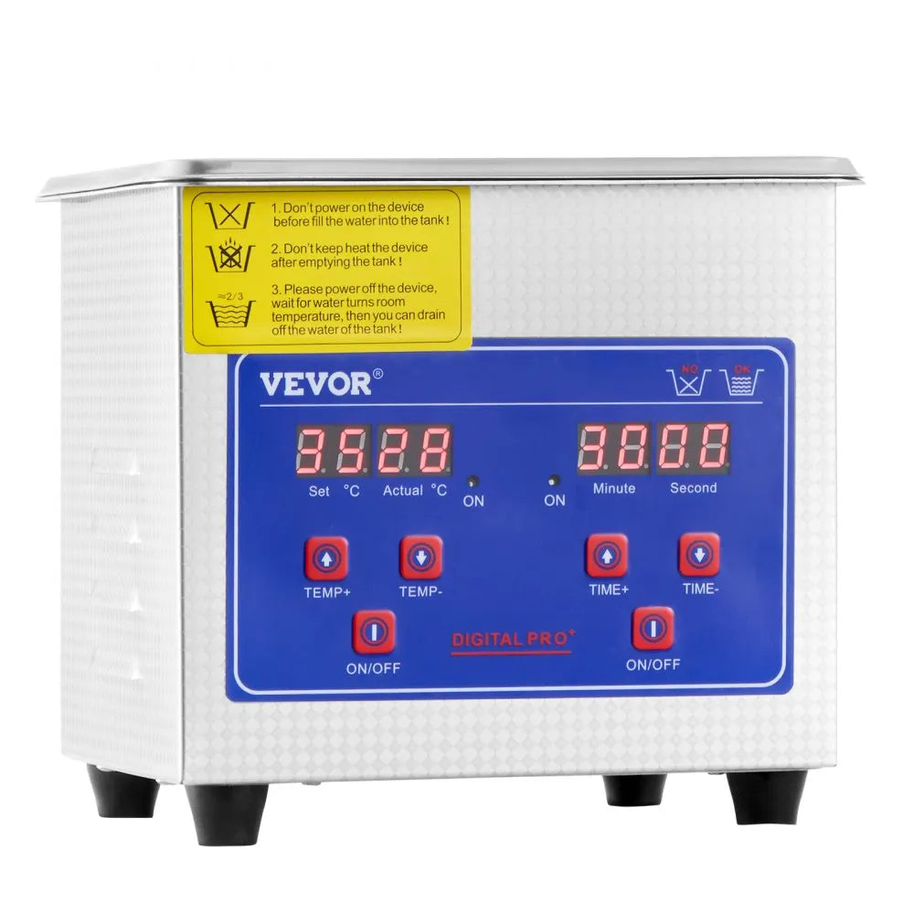 VEVOR Professional Ultrasonic Cleaner, 0.3 L Ultrasonic Jewelry Cleaner with Digital Timer & Heater, Stainless Steel Industrial Sonic Cleaner 40kHz for Glasses, Watches, Rings, Small Parts