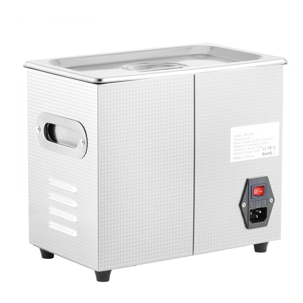 VEVOR Professional Ultrasonic Cleaner, 2.85 L Ultrasonic Jewelry Cleaner with Digital Timer & Heater, Stainless Steel Industrial Sonic Cleaner 40kHz for Glasses, Watches, Rings, Small Parts