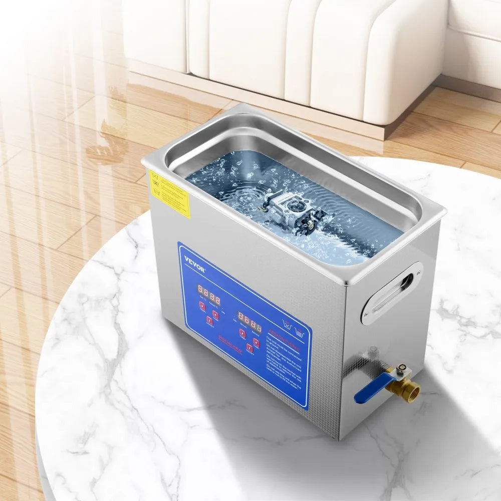 Sonic Cleaner with Digital Timer & Heater, Professional Ultra Sonic Jewelry Cleaner, Stainless Steel Heated Cleaning Machine for Glasses Watch Rings Small Parts Circuit Board (6L)