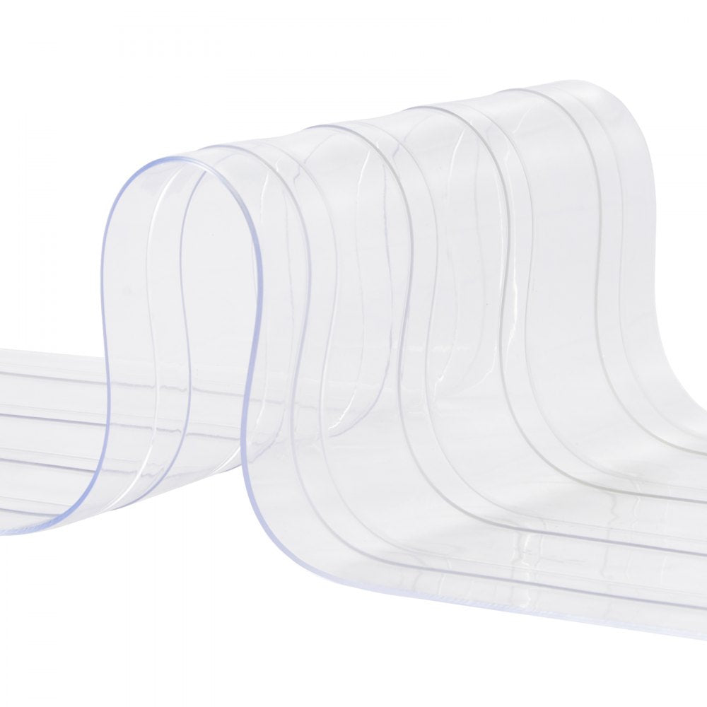 VEVOR Strip Curtain, 150' Length, 8" Width, 0.08" Thickness, Clear Ribbed Plastic Door Strips, PVC Curtain Strip Door Bulk Roll for Warehouses, Factories, Supermarkets, Shopping Malls, Halls, Garages