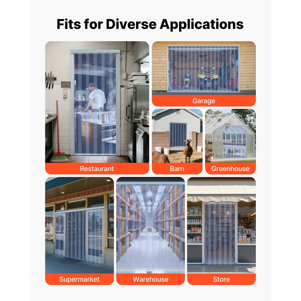 VEVOR Clear PVC Strip Curtain, 150 ft Length x 8 in Width, Plastic Door Strip Bulk Roll, Walk in Freezer Cooler Curtain Strips for Doorways of Supermarket, Garage, Warehouse, Barn, Pet Animal House