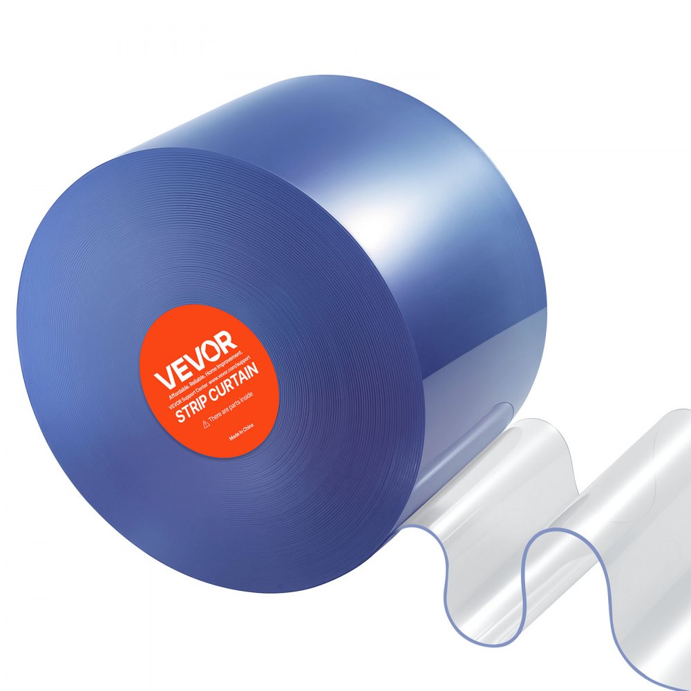 VEVOR Clear PVC Strip Curtain, 150 ft Length x 8 in Width, Plastic Door Strip Bulk Roll, Walk in Freezer Cooler Curtain Strips for Doorways of Supermarket, Garage, Warehouse, Barn, Pet Animal House