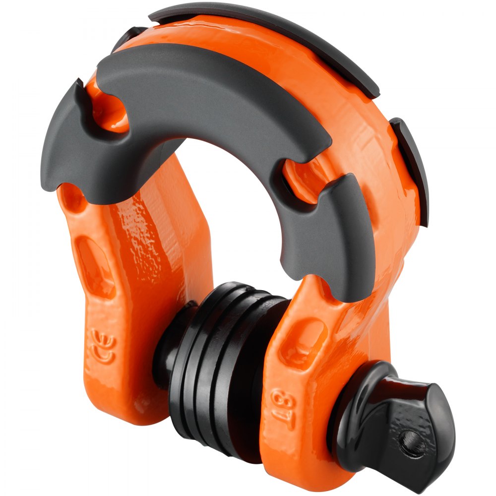VEVOR 3/4" D-Ring Shackle, 2 Pack Alloy Steel Shackles 66139 lbs (30 Ton) Break Strength with 7/8" Screw Pin, Isolators & Washers, Heavy Duty Off Road Vehicle Recovery Shackle for Jeep Truck, Orange