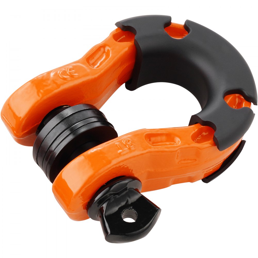 VEVOR 3/4" D-Ring Shackle, 2 Pack Alloy Steel Shackles 66139 lbs (30 Ton) Break Strength with 7/8" Screw Pin, Isolators & Washers, Heavy Duty Off Road Vehicle Recovery Shackle for Jeep Truck, Orange