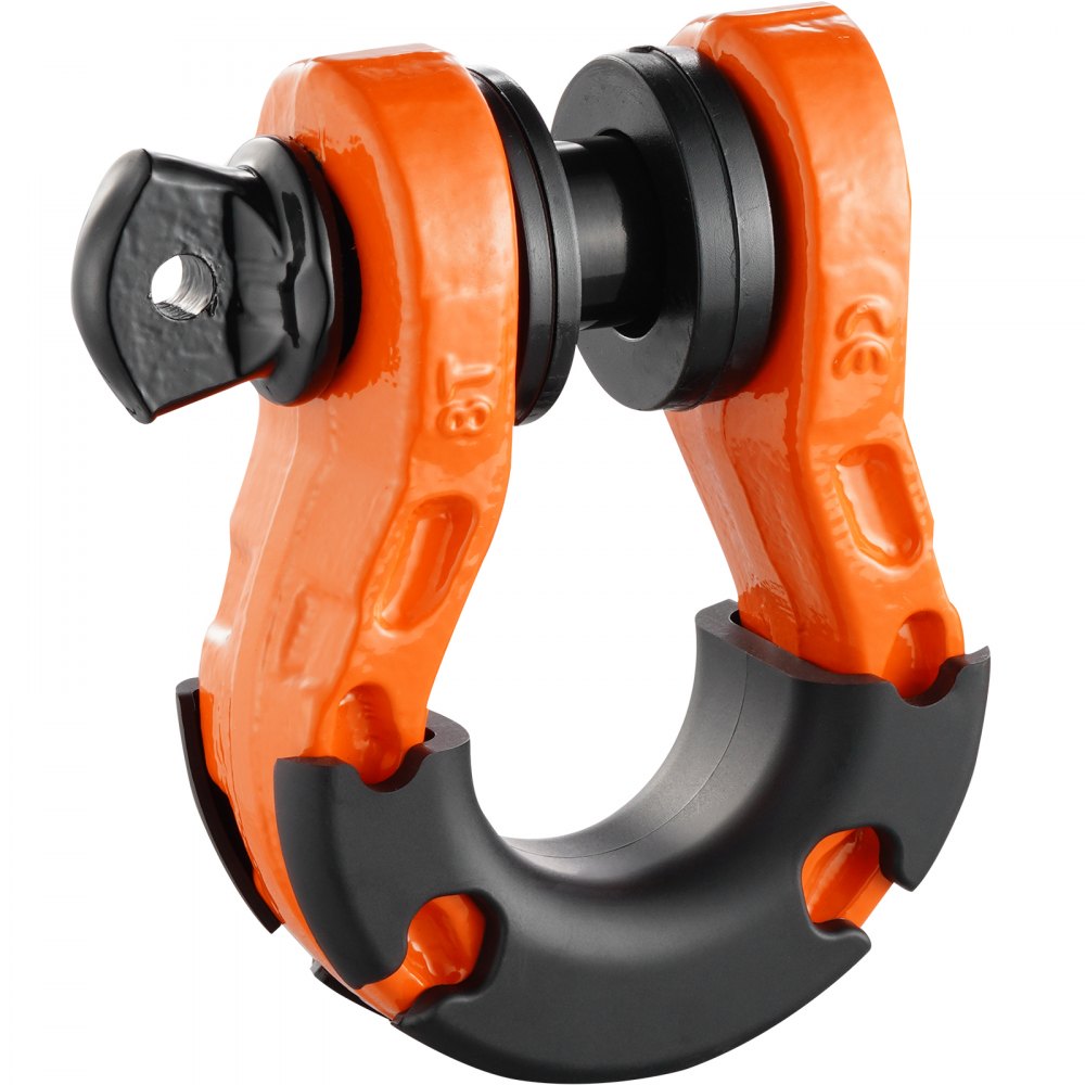 VEVOR 3/4" D-Ring Shackle, 2 Pack Alloy Steel Shackles 66139 lbs (30 Ton) Break Strength with 7/8" Screw Pin, Isolators & Washers, Heavy Duty Off Road Vehicle Recovery Shackle for Jeep Truck, Orange