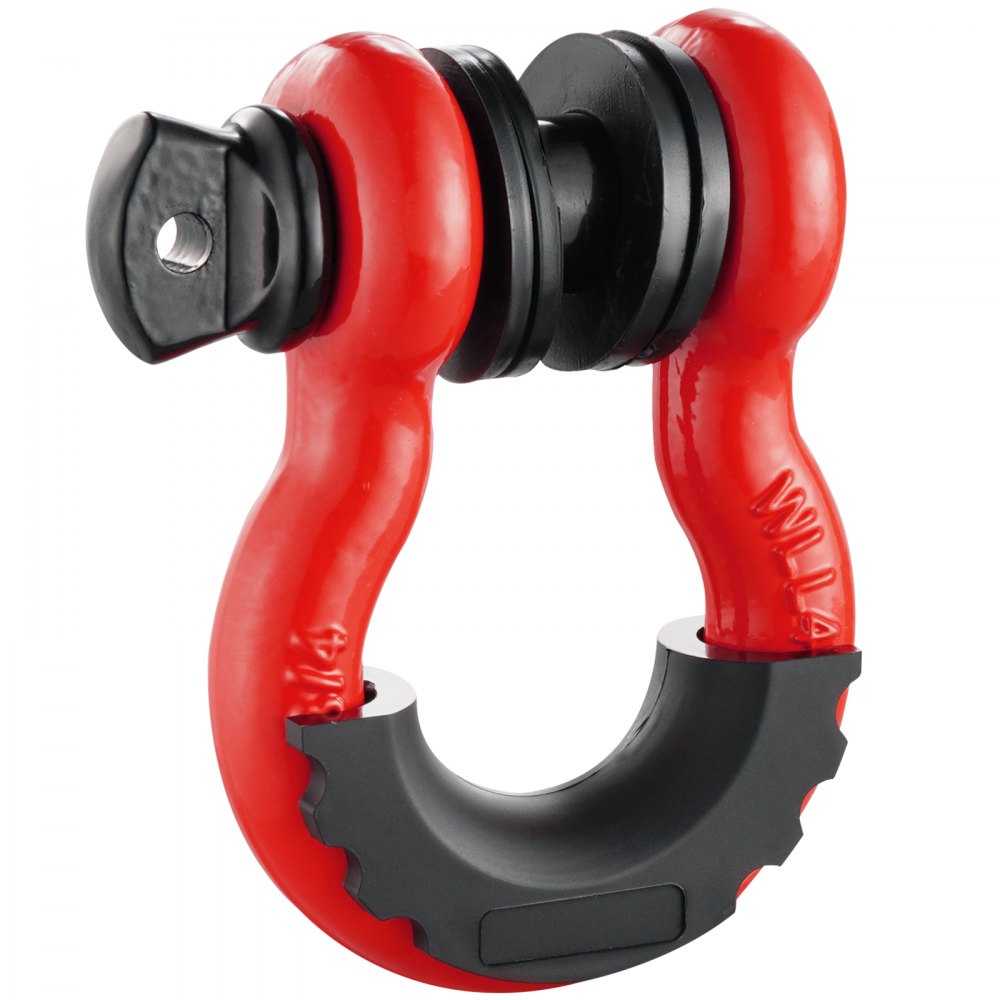 VEVOR 3/4" D-Ring Shackle, 2 Pack Alloy Steel Shackles 62832 lbs (28.5 Ton) Break Strength with 7/8" Screw Pin, Isolators & Washers, Heavy Duty Off Road Vehicle Recovery Shackle for Jeep Truck, Red