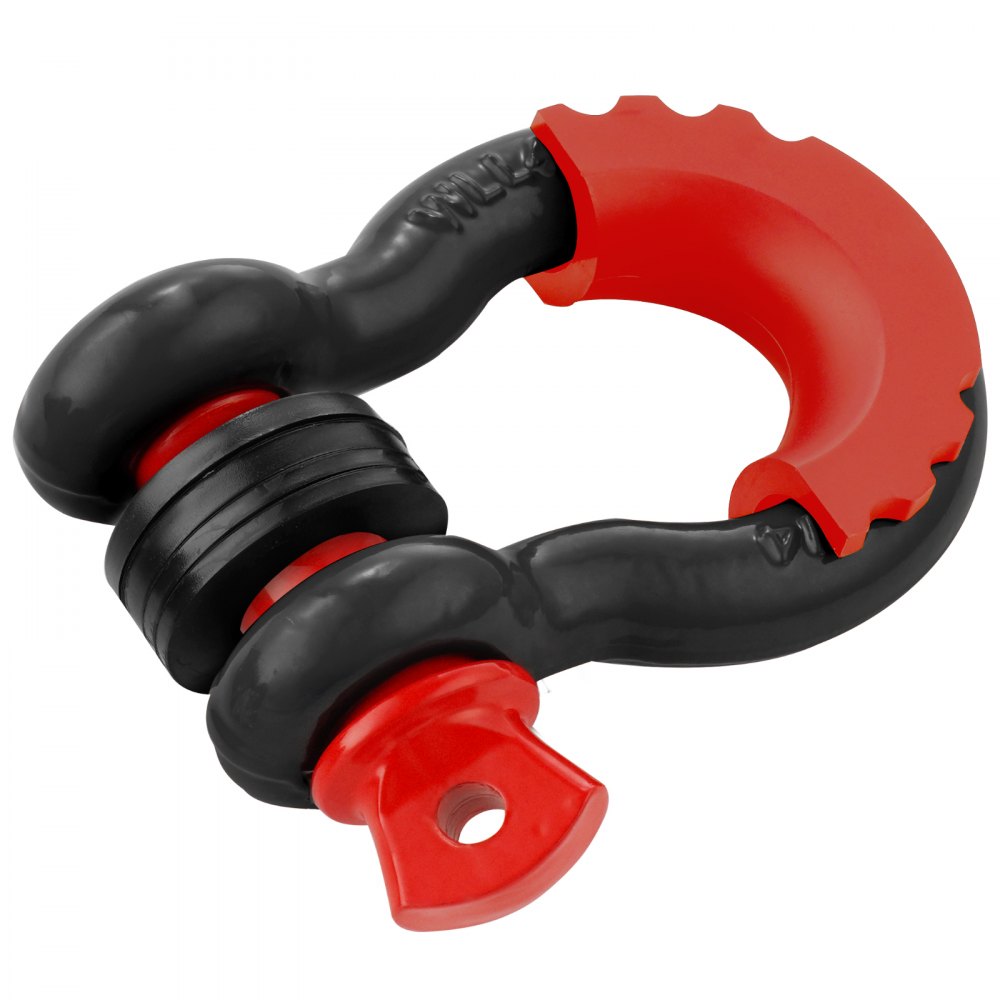 VEVOR 3/4" D-Ring Shackle, 2 Pack Alloy Steel Shackles 62832 lbs (28.5 Ton) Break Strength with 7/8" Screw Pin, Isolators & Washers, Heavy Duty Off Road Vehicle Recovery Shackle for Jeep Truck, Black