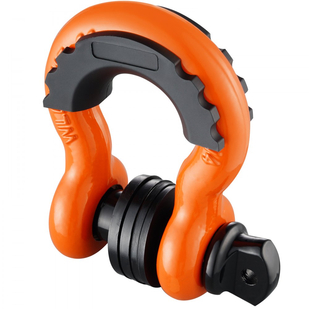 VEVOR 3/4" D-Ring Shackle, 2 Pack Alloy Steel Shackles 62832 lbs (28.5 Ton) Break Strength with 7/8" Screw Pin, Isolators & Washers, Heavy Duty Off Road Vehicle Recovery Shackle for Jeep Truck, Orange