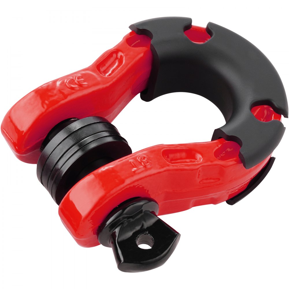 VEVOR 3/4" D-Ring Shackle, 2 Pack Alloy Steel Shackles 66139 lbs (30 Ton) Break Strength with 7/8" Screw Pin, Isolators & Washers, Heavy Duty Off Road Vehicle Recovery Shackle for Jeep Truck, Red