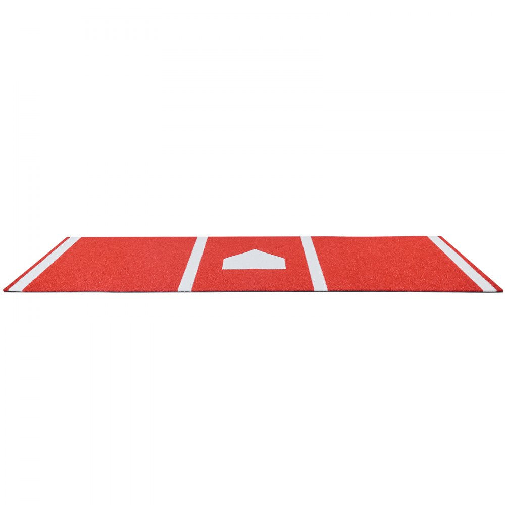 VEVOR Baseball Hitting Mat, 10x3.8 ft Batting Cage Mat, Batters Box Turf Mats, Softball Batting Practice Equipment with Home Plate and Anti Fade Turf, Portable Training Aid for Indoor Outdoor, Red
