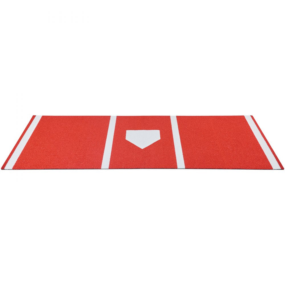 VEVOR Baseball Hitting Mat, 10x3.8 ft Batting Cage Mat, Batters Box Turf Mats, Softball Batting Practice Equipment with Home Plate and Anti Fade Turf, Portable Training Aid for Indoor Outdoor, Red