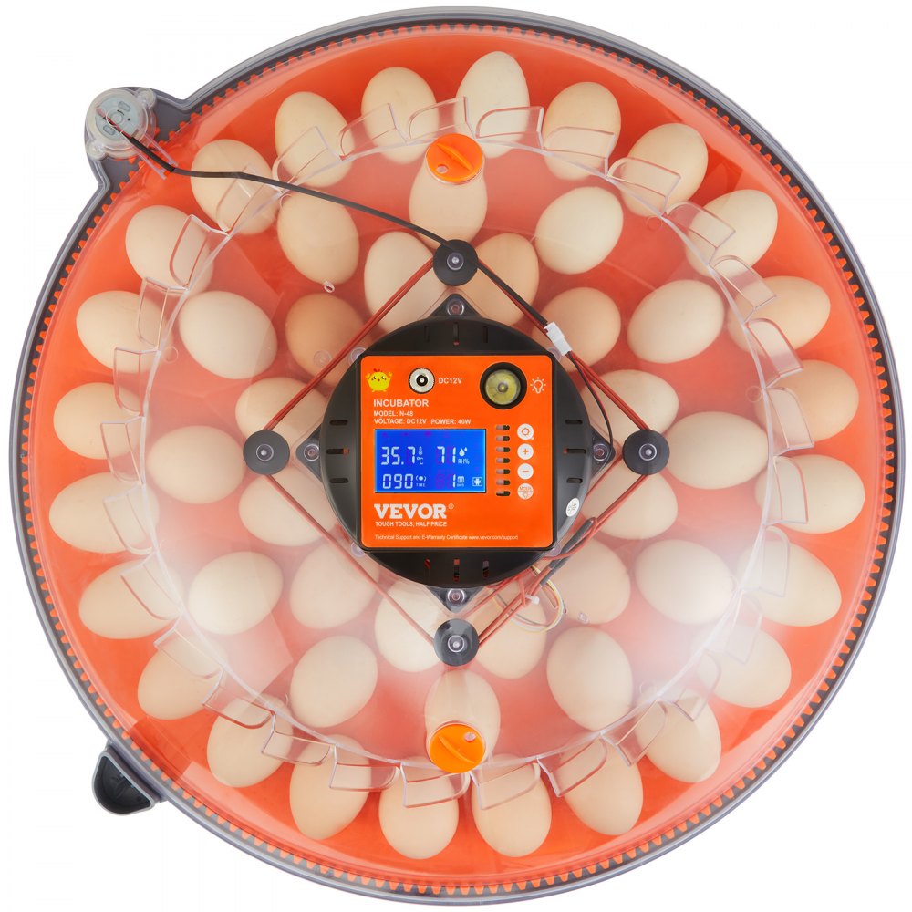 VEVOR 48 Egg Incubator, Incubators for Hatching Eggs, 360° Automatic Egg Turner with Temperature and Humidity Display, 48 Eggs Poultry Hatcher with ABS Transparent Shell for Chicken, Duck, Quail
