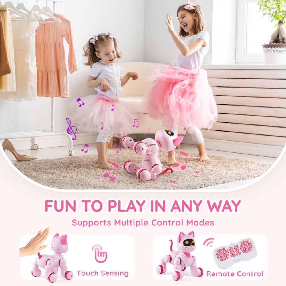 VEVOR Remote Control Robot Cat Toy, RC Cat Programmable Smart Interactive Robotic Pet for Kids with Touch Control, Walking Singing Dancing RC Stunt Toy Cat for Age 3 4 5 6 7 8 10 Year Old Boys Girls