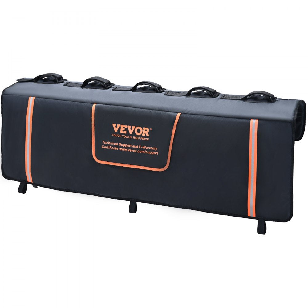 VEVOR Tailgate Bike Pad, 53" Truck Tailgate Pad Carry 5 Mountain Bikes, Upgraded Grooves Tailgate Protection Pad with Reflective Strips and Tool Pockets, with Camera Opening for Mid-Size Pickup Trucks