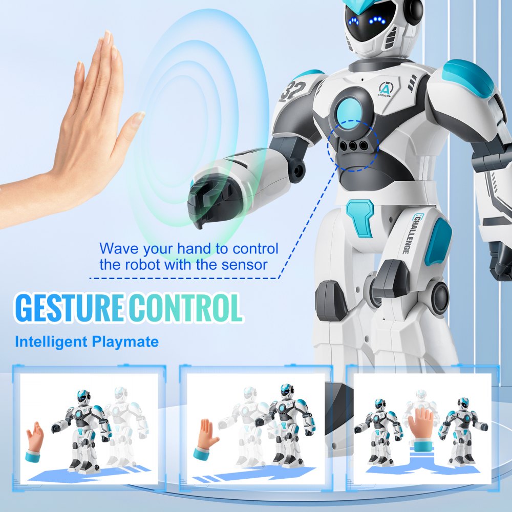 VEVOR RC Robot Toys for Kids, 2.4GHz Gesture Sensing Programmable Remote Control Smart Robot with Voice Control, Interactive Singing Dancing Robot for Age 6 7 8 10 12 Year Old Boys Girls Birthday Gift