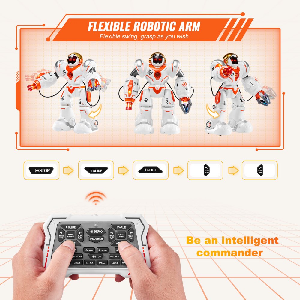 VEVOR RC Robot Toys for Kids, Battle Mode Programmable Remote Control Smart Robot with Bullets, Interactive Walking Dancing Robot for Age 3 4 5 6 7 8 10 12 Year Old Boys Girls Birthday Gift Present