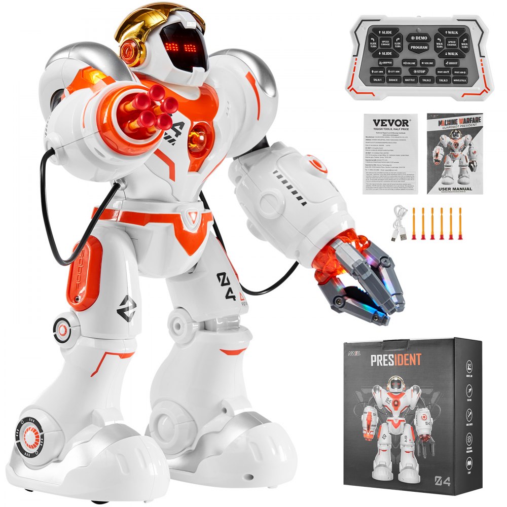 VEVOR RC Robot Toys for Kids, Battle Mode Programmable Remote Control Smart Robot with Bullets, Interactive Walking Dancing Robot for Age 3 4 5 6 7 8 10 12 Year Old Boys Girls Birthday Gift Present