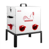 VEVOR Automatic Chicken Feeder, 50 lbs Capacity, 6 Feeding Ports No-Waste Poultry Feeder with Built-In Divider, with Latch & Handle, Metal Construction, for Chickens Bantams Pheasants Poultry Coop