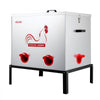 VEVOR Automatic Chicken Feeder, 85 lbs Capacity, 6 Feeding Ports No-Waste Poultry Feeder with Built-In Divider, with Latch & Handle, Metal Construction, for Chickens Bantams Pheasants Poultry Coop