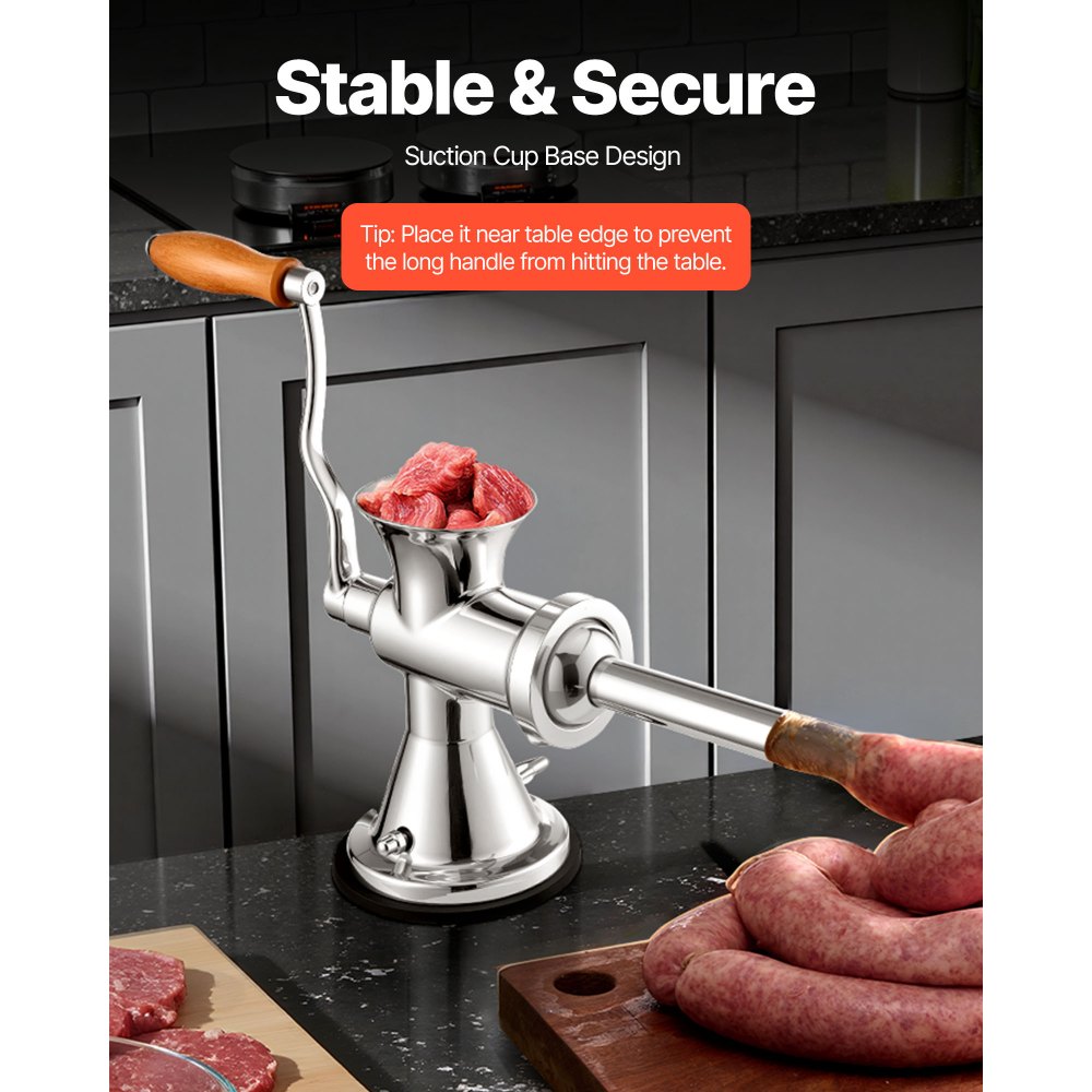 VEVOR Meat Grinder Manual 304 Stainless Steel Hand Operated Meat Grinder Multifunctional Crank Sausage Maker Coffee Powder Grinder for Household for Beef Chicken Pepper Mushroom Coffee