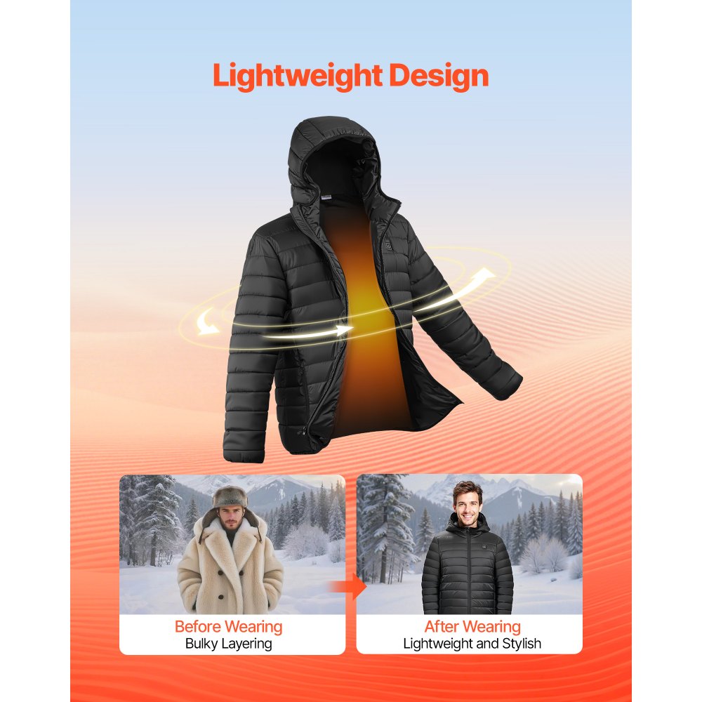 VEVOR Heated Jacket for Women with 7.4V Battery, Soft Shell Electric Heating Coat, Windproof Lightweight Outerwear with 4 Heating Zones & 3 Heat Settings, for Hiking, Outdoor Work, Black, M Size