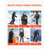 VEVOR Heated Jacket for Women with 7.4V Battery, Soft Shell Electric Heating Coat, Windproof Lightweight Outerwear with 4 Heating Zones & 3 Heat Settings, for Hiking, Outdoor Work, Black, M Size
