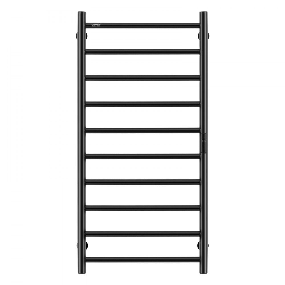VEVOR 10 Bars Towel Warmer Rack, 120V Wall Mounted Heated Towel Rack for Bathroom, IPX5 Waterpoof Towel Heater Rack with Timer & LED Display Screen, 5 Levels Adjustable Temperature Towel Heater, Black