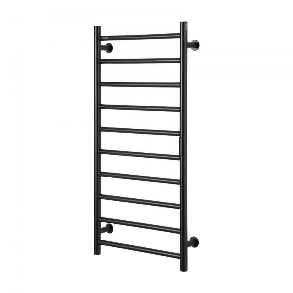 VEVOR 10 Bars Towel Warmer Rack, 120V Wall Mounted Heated Towel Rack for Bathroom, IPX5 Waterpoof Towel Heater Rack with Timer & LED Display Screen, 5 Levels Adjustable Temperature Towel Heater, Black
