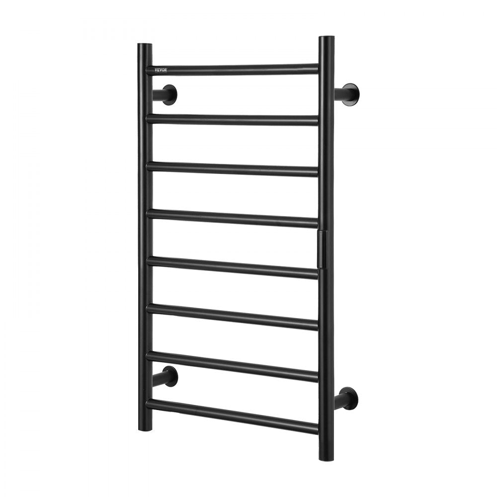 VEVOR 8 Bars Towel Warmer Rack, 120V Wall Mounted Heated Towel Rack for Bathroom, IPX5 Waterpoof Towel Heater Rack with Timer & LED Display Screen, 5 Levels Adjustable Temperature Towel Heater, Black