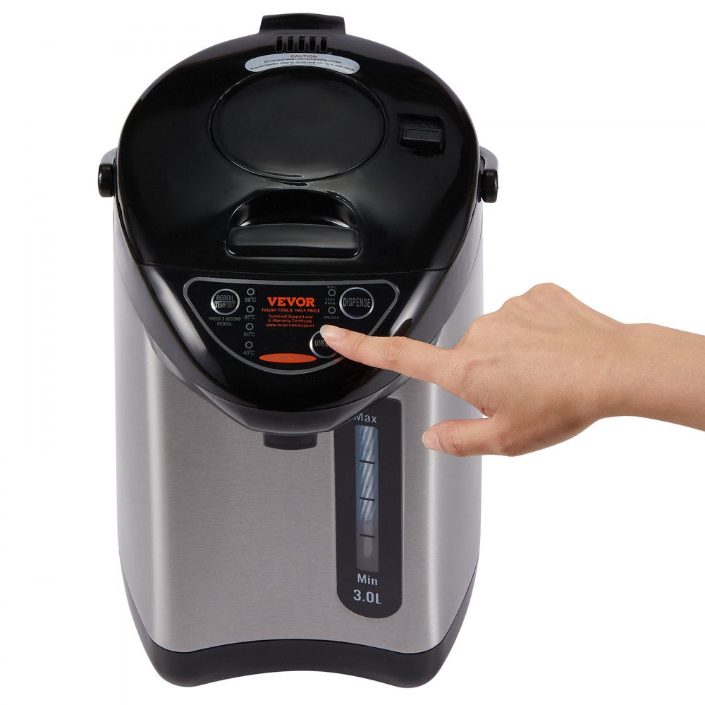 VEVOR Hot Water Dispenser, Adjustable 4 Temperatures Water Boiler and Warmer, 304 Stainless Steel Countertop Water Heater, 3-Way Dispense for Tea, Coffee and Baby Formula, 3L/102 oz