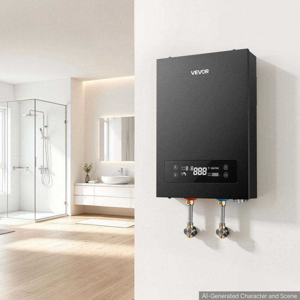 VEVOR Tankless Electric Water Heater, 14 kW 240 V Instant Hot Water Heater, for Household Washing, Bathing, Kitchen, LED Touch Control, Cast Aluminum Heating Element, 86-131°F Adjustable Temperature