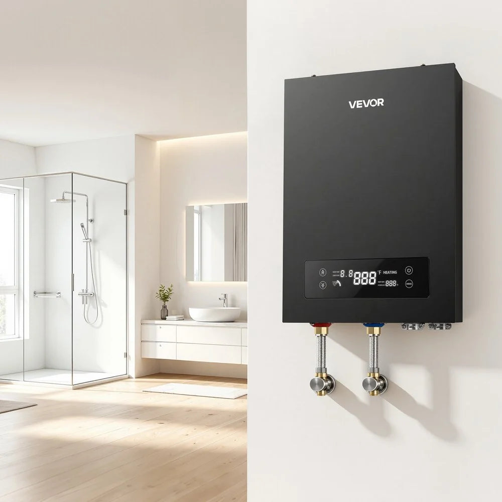 VEVOR Tankless Electric Water Heater, 18 kW 240 V Instant Hot Water Heater, for Household Washing, Bathing, Kitchen, LED Touch Control, Cast Aluminum Heating Element, 86-131°F Adjustable Temperature