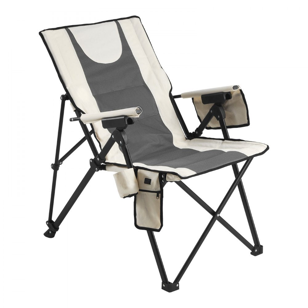 VEVOR Heated Camping Chair, 3 Heat Settings, High Back Folding Camping Chair, Supports 260lbs, Full Padded Beach Chairs with Armrest & Cupholder, Portable Lawn Chairs for Outdoor Sports Travel