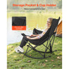 VEVOR Heated Camping Chair, 3 Heating Settings, Large-Sized Padded Folding Rocker, Heavy Duty Outdoor Lawn Chairs with Pocket & Cupholder, Support 225lbs, Portable Heated Chair for Sports Winter Use