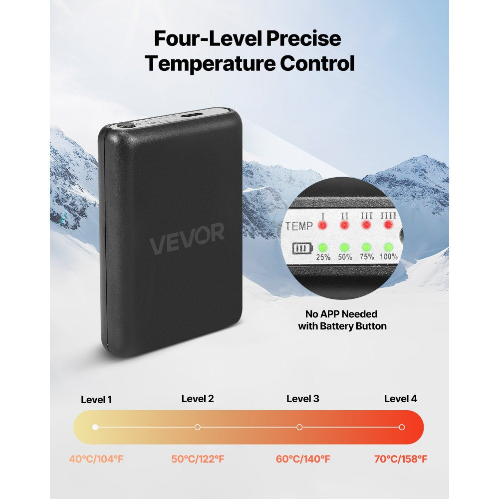 VEVOR Heated Socks, Medium Size, 5000mAh Battery Rechargeable Heating Socks with 4 Heating Levels, Electric Heated Sock with APP Control for Men Women, Foot Warmer for Hunting Riding Camping Hiking