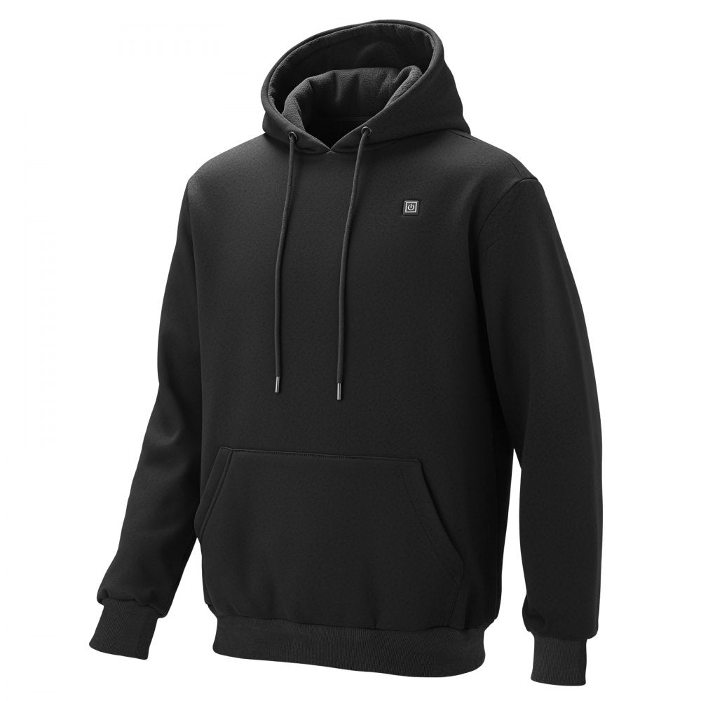 VEVOR Heated Sweatshirt Hoodie for Men Women, Heated Jacket Unisex with 7.4V 16000mAh Rechargeable Power Bank Pack, 5 Heating Zones, 3 Temp Levels, 4-8H Warmth, for Winter Outdoor Camping, Black, S Size