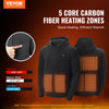 VEVOR Heated Hoodie, Unisex Heated Sweatshirt with Battery Pack 7.4V, Electric Jacket with 5 Heating Zones for Men & Women, Lightweight Warm Heated Outdoor Pullover for Fishing Camping, M Size Black