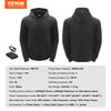 VEVOR Heated Hoodie, Unisex Heated Sweatshirt with Battery Pack 7.4V, Electric Jacket with 5 Heating Zones for Men & Women, Lightweight Warm Heated Outdoor Pullover for Fishing Camping, M Size Black