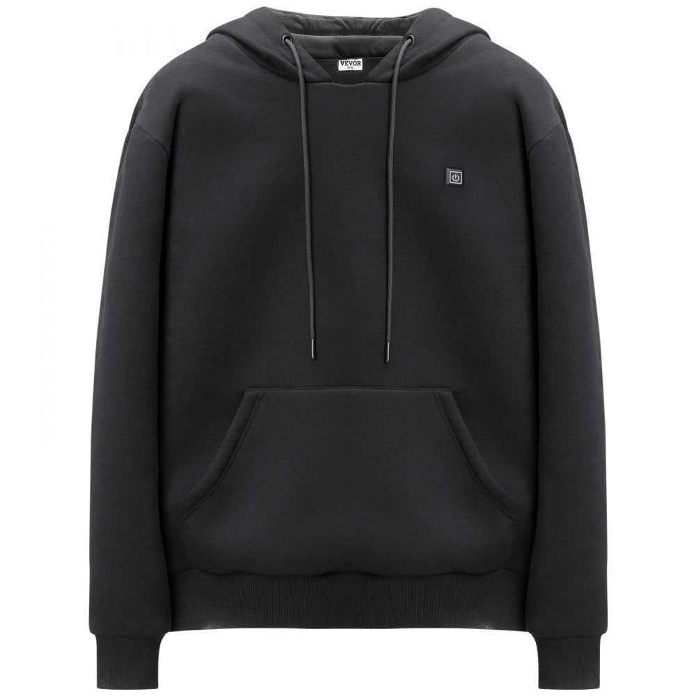 VEVOR Heated Hoodie, Unisex Heated Sweatshirt with Battery Pack 7.4V, Electric Jacket with 5 Heating Zones for Men & Women, Lightweight Warm Heated Outdoor Pullover for Fishing Camping, M Size Black