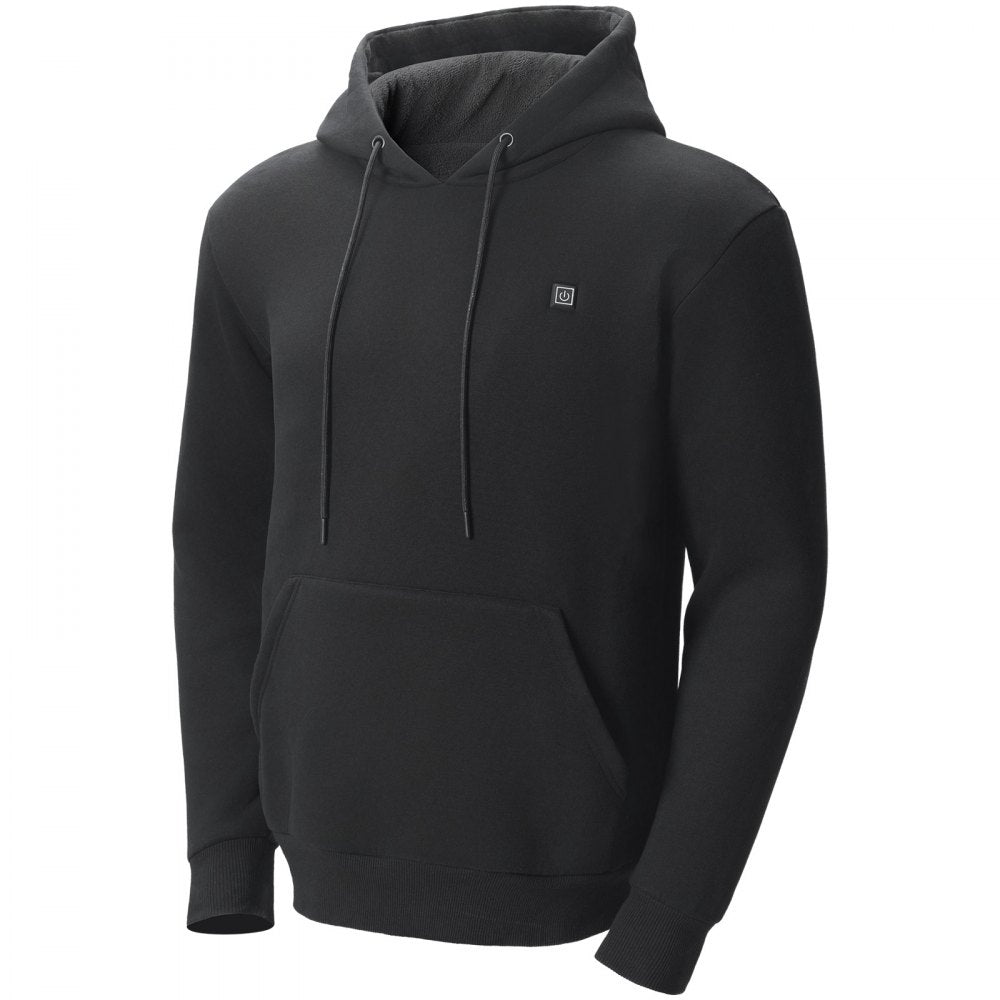 VEVOR Heated Hoodie, Unisex Heated Sweatshirt with Battery Pack 7.4V, Electric Jacket with 5 Heating Zones for Men & Women, Lightweight Warm Heated Outdoor Pullover for Fishing Camping, M Size Black