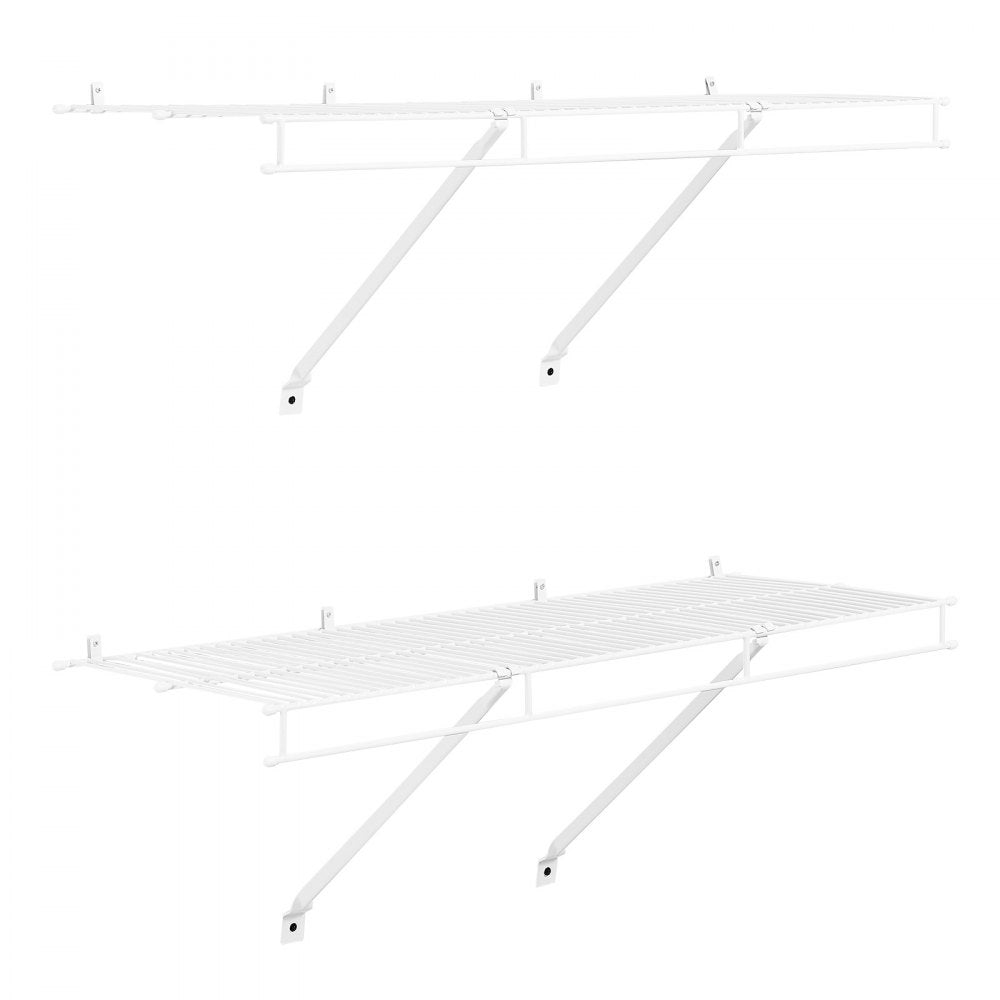 VEVOR Wire Shelf Kit, 3 ft, Set of 2, Wall Mounted Wire Shelves, Heavy-Duty Carbon Steel Hanging Shelf, Floating Wall Storage Shelves with Dip Coating, for Closet, Bedroom, Living Room, Office, Pantry