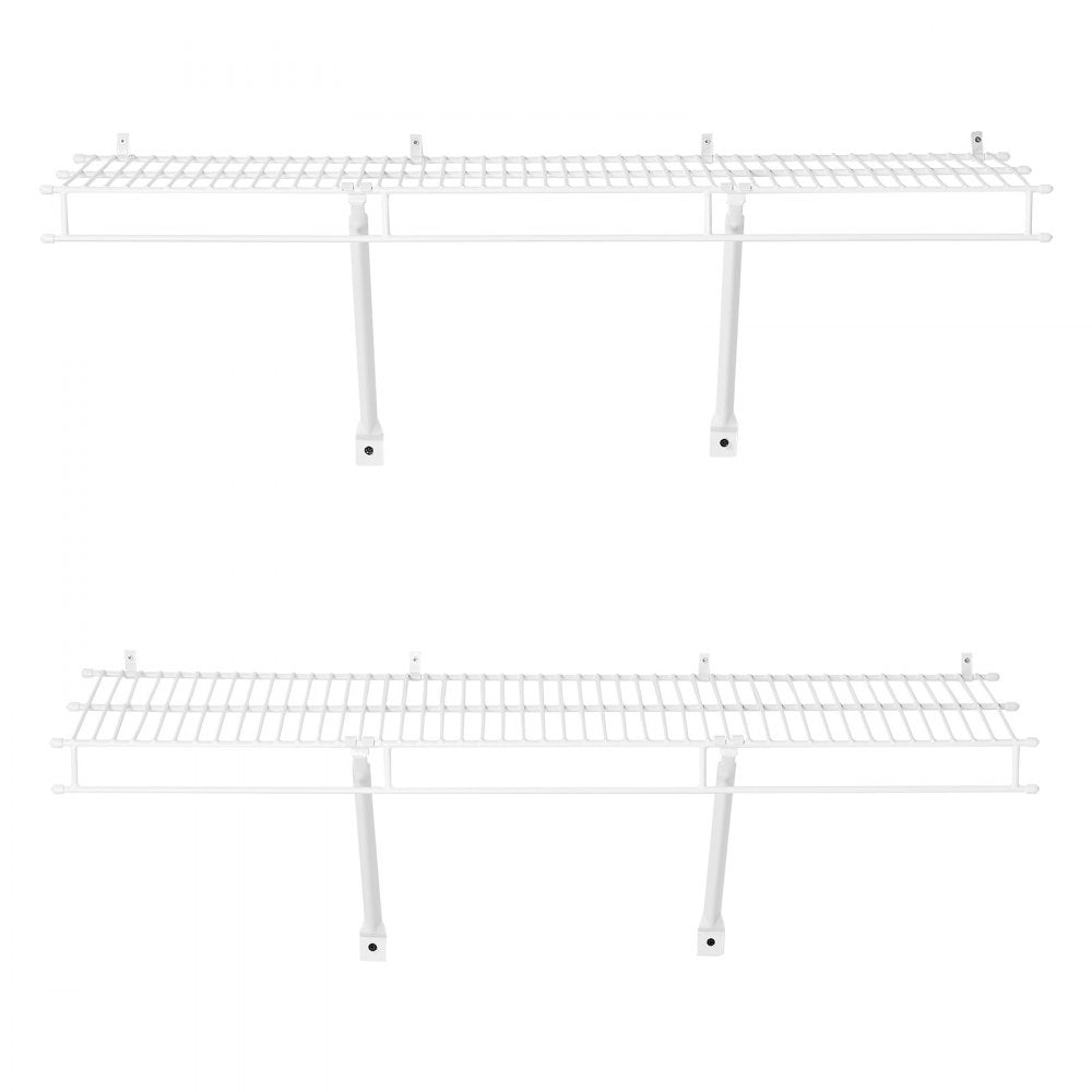 VEVOR Wire Shelf Kit, 3 ft, Set of 2, Wall Mounted Wire Shelves, Heavy-Duty Carbon Steel Hanging Shelf, Floating Wall Storage Shelves with Dip Coating, for Closet, Bedroom, Living Room, Office, Pantry
