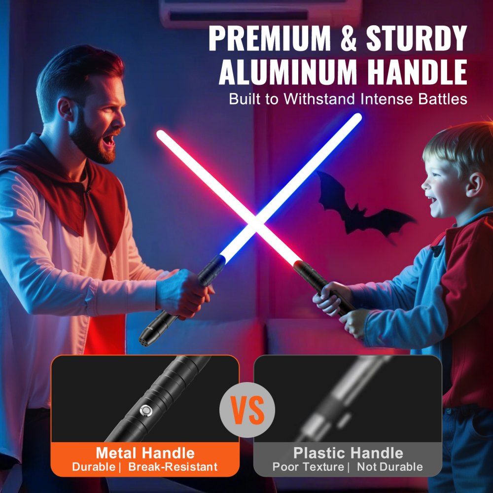 VEVOR Light Sword, 38" Light up Sword with 12 RGB Colors, FX Sound and Realistic Handle, Rechargeable Light Up Sword Toy for Adults and Kids, Christmas Day, Halloween Cosplay, Birthday, Black